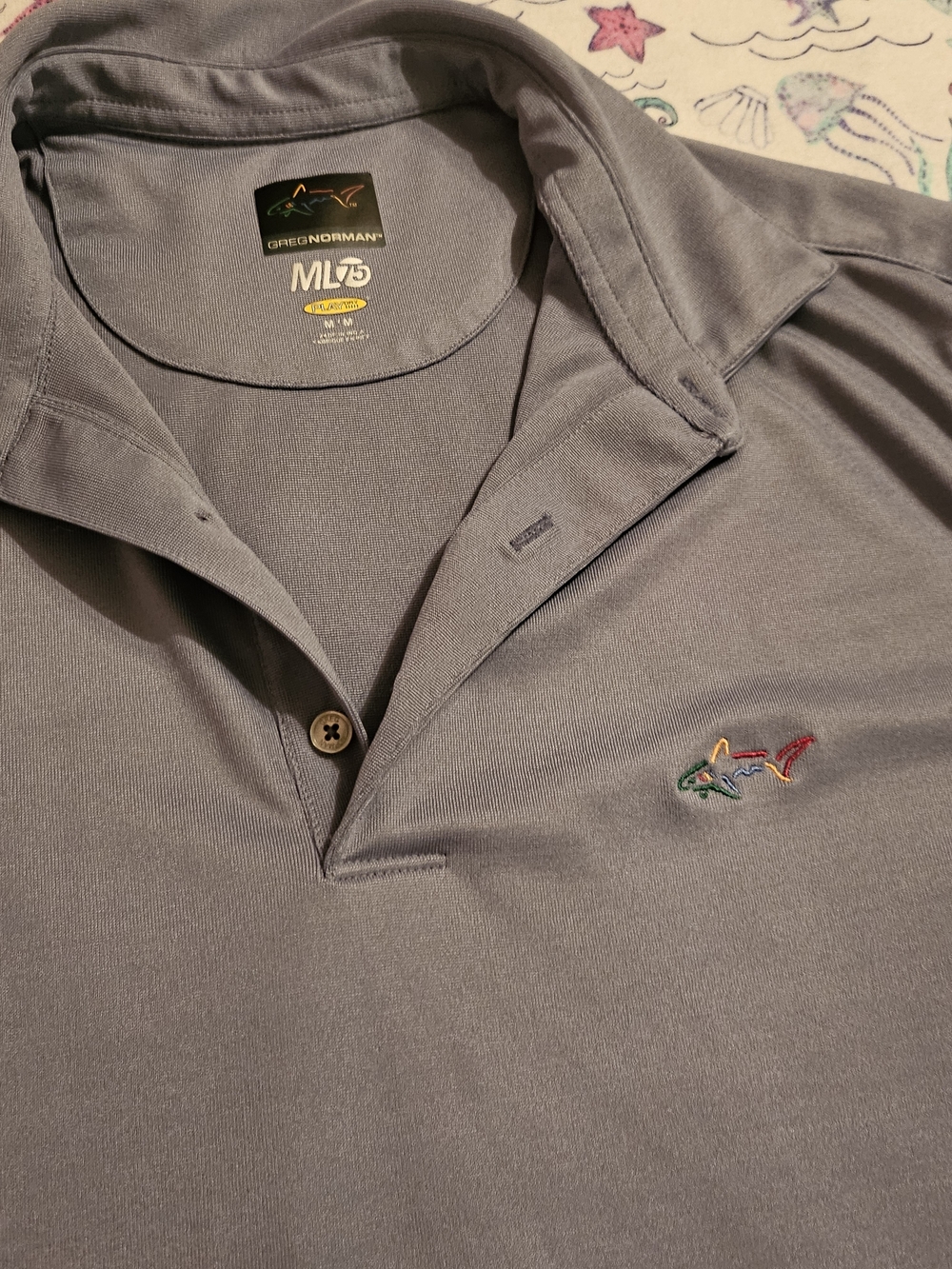 Greg Norman Collection Men’s Polo Shirt - Gray with Multicolor Logo